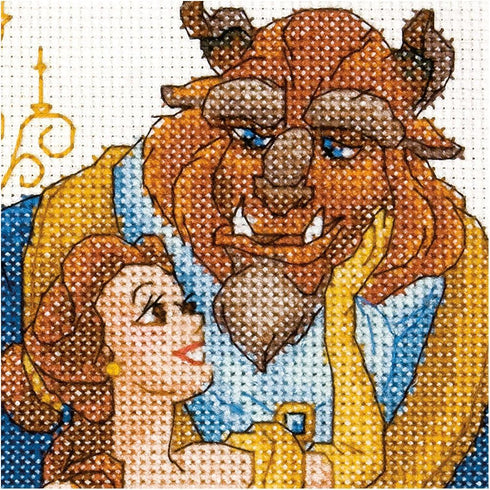Dimensions 70-35358 Disney Be Brave Counted Cross Stitch Kit, Beauty and the Beast Cross Stitch, 8" x 10",Ivory...