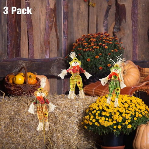 IFOYO 3 Pack Fall Harvest Scarecrow Decorations 15.75 Inch Scarecrows for Garden, Home, Yard, Porch, Thanksgiving Decor...