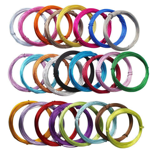 25 Rolls 820 Feet Colored Aluminum Craft Wire 0.8 mm Flexible Metal Artistic Jewelry Beading Wire, Each Roll 32.8 Feet, 25 Colors...