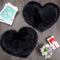 Mudder 2 Pieces Heart Shaped Rug Faux Room Fluffy Carpet Heart Shaped Door Mat for Room Bedroom, 12 x 16 Inch(Black)...