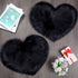 Mudder 2 Pieces Heart Shaped Rug Faux Room Fluffy Carpet Heart Shaped Door Mat for Room Bedroom, 12 x 16 Inch(Black)...