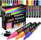 18 Classic Neon Chalk Markers Double Pack of Both Fine and Reversible Medium Tip Liquid Chalk Pens Wet Erasable - Menu Boards, Glass, Windows, Whi...