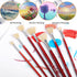 Prasacco 7 Pieces Fan Brush for Painting, Artist Fan Paint Brush Set with Hog Bristle Long Handle Painting Brush Oil Acrylic Paint Brushes Art Pai...