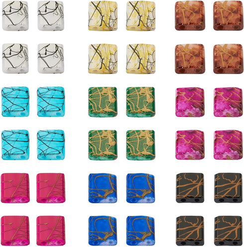 Craftdady 180Pcs Glass Seed Beads 2 Hole Tila Beads 9 Colors Crystal Glass Tile Beads Square Waist Beads Kit for Crafts DIY Multi-Strand Bracelets...