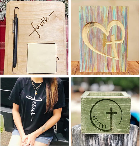 Christian Stencils Painting on Wood, Religious Bible Stencils for Journaling Reusable Motivational Saying Faith God Bible Verse Stencils for Farmh...