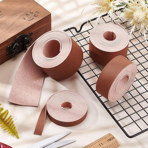 GORGECRAFT Light Brown Genuine Leather Strap Strip 1 Inch Wide 79 Inch Long Leather Belt Strips Wrap Single Sided Flat Cord for DIY Crafts Clothin...
