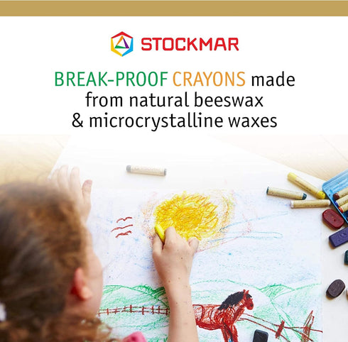 Stockmar Beeswax Block Crayons, Set of 8 - Non Toxic, Safe, Natural Jumbo Crayons For Kids & Adults - Waldorf Homeschool -Waldorf Art Supplies - I...