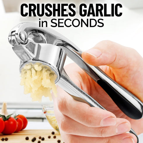 Zulay Kitchen Premium Garlic Press Set - Rust Proof & Dishwasher Safe Professional Garlic Mincer Tool - Easy-Squeeze, Easy-Clean with Soft, Ergono...