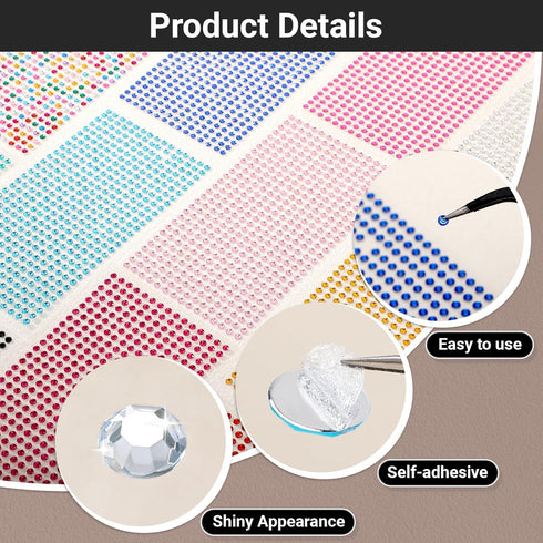 Gartful 3mm Gem Stickers, 5400PCS Rhinestone Stickers for Crafts, 12 Embellishment Rhinestone Sheets Self Adhesive Jewel Crystal Gem Stickers for ...