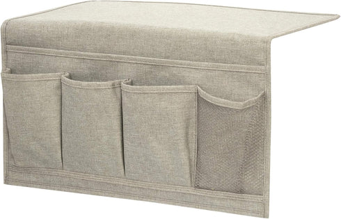 Bedside Caddy | Bedside Storage Organizer- 5 Pockets Bedside Holder for Remote, Laptop, Glasses, Phone, Magazine, Book | College Dorm Room Essenti...