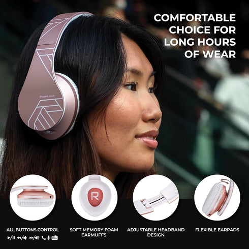 PowerLocus Bluetooth Over-Ear Headphones, Wireless Stereo Foldable Headphones Wireless and Wired Headsets with Built-in Mic, Micro SD/TF, FM for i...