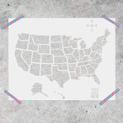 American Flag Stencils United States Map Template - Reusable Memorial Day Stencil for President's Day Decorations Painting on Wood, Paper, Fabric,...