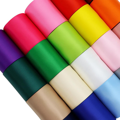 2 Inch Wide Solid Color Double Sided Polyester Satin Ribbon 20 Colors X 2 Yard Each Total 40 Yds Per Package...