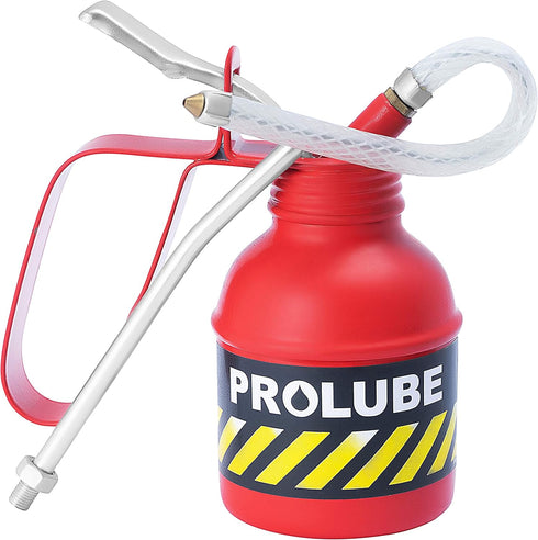 PROLUBE 41430 Steel PT-Type Oil Can, 200ml in Red, Includes 5 Rigid and 6 Flexible Spouts...