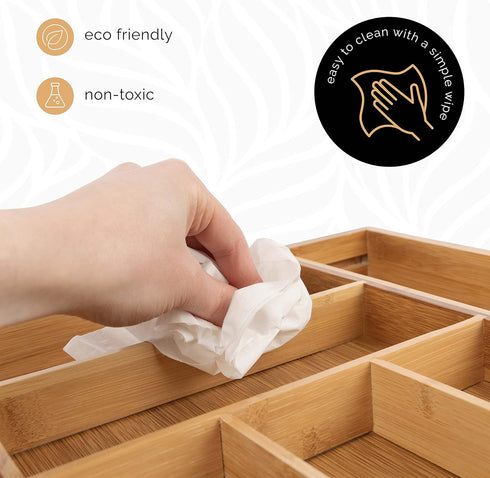 Masirs Expandable Bamboo Kitchen Drawer Organizer - Adjusts to Fit Drawer Size, Ideal for Silverware, Utensils, and Office Supplies, Durable Bambo...