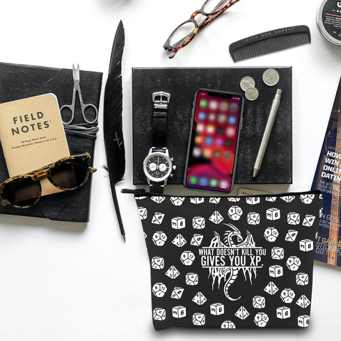 D&Dragons Inspired Gift DM Games Makeup Bag DND Gift Funny D&D Game Zipper Pouch Role Playing Games Gift Family Game Night Zipper Bag Dice Bag (Gi...