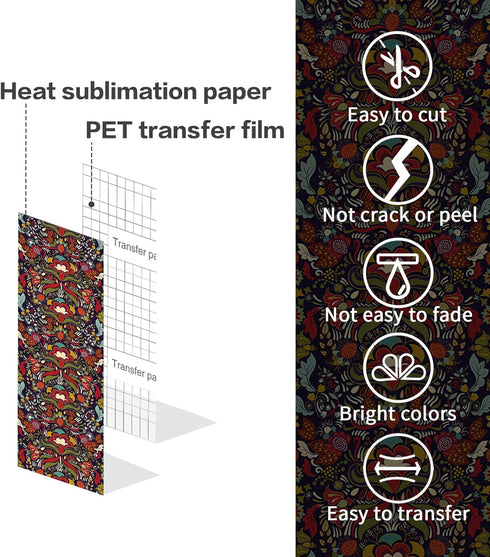 Peisley Sublimation Transfer Ink Sheets-Sublimation Paper for T-Shirts Mugs Bags,10 pcs/Set,12"x4.5"...