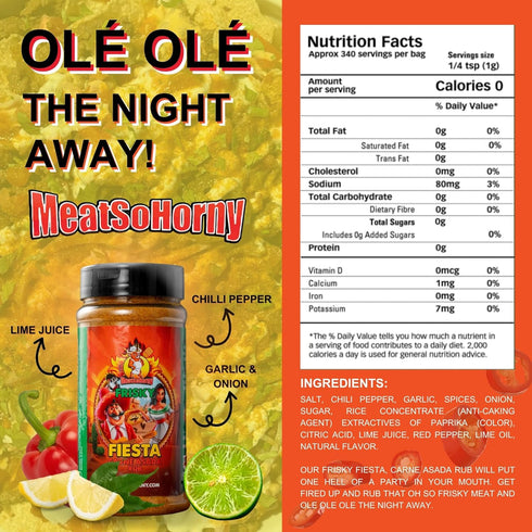 MeatSoHorny Frisky Fiesta Carne Asada BBQ Rub for Smoking and Seasoning | Brisket Rub Seasoning, Ribeye Steak, Chicken Rub, Turkey, Pork, Poultry ...