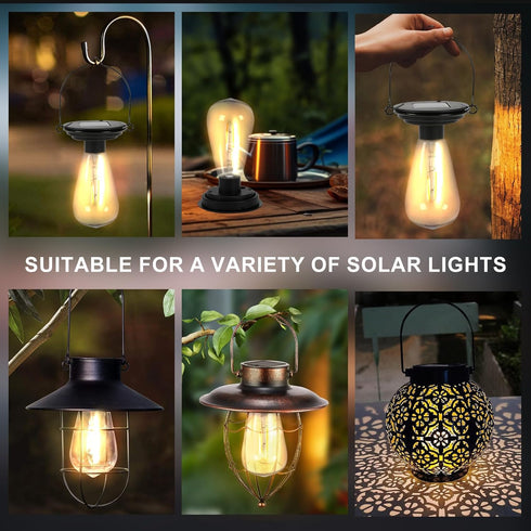 Replacement Solar Light Tops-2 Pack Solar Light Bulbs-with Bulb for Solar Lantern Light Multi-Size Adjustment and Multi-Purpose Use...