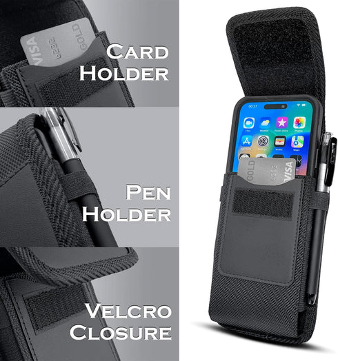 Cell Phone Holster Case for iPhone 15, 15 Pro 14, 14 Pro 13, 13 Pro 12, 12 Pro, 11, XR, XS 10 with Otterbox Case, Cell Phone Belt Holder for Men, ...