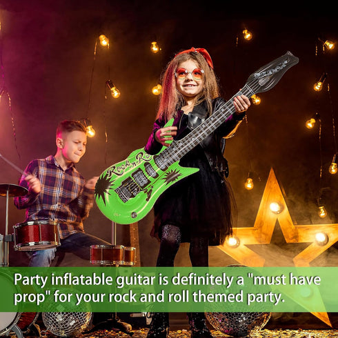 6-pack inflatable guitar balloon, inflatable guitar toddler toys | toy guitar | novelty inflatable rock star guitar | waterproof multi-color party...