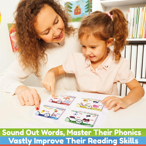 Phonics Flash Cards - Learn to Read in 20 Stages - Digraphs CVC Blends Long Vowel Sounds - Games for Kids Ages 4-8 Kindergarten First Second Grade...