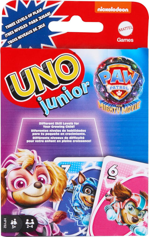 Mattel Games UNO Junior Paw Patrol: The Mighty Movie Kids Card Game for Family Night Featuring 3 Levels of Play...