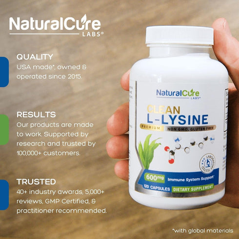 Clean L-Lysine 600mg, 120 Capsules | Vegan, Non-GMO, & Gluten Free...