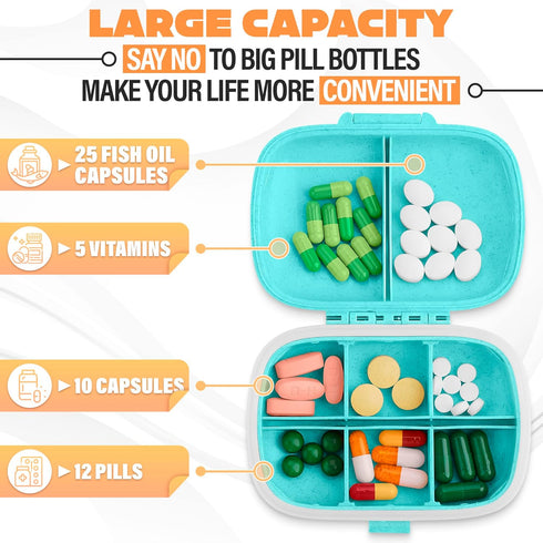 2Pcs Travel Pill Organizer Small Pill Case - Weekly Pill Organizer Small Pill Container Travel Pill Case Pill Box Organizer Purse Pill Case - Pill...