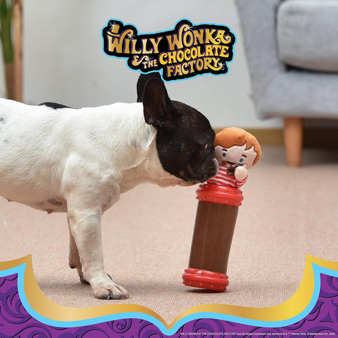 Willy Wonka for Pets Augustus Gloop Plush Toy Inside Textured Tube | Squeaky Dog Toys, Plush Dog Toys | Luxury Pet Plush with Multisensory Materia...