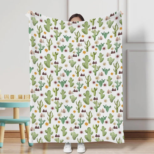 Green Cactus Sun Mountain Baby Blanket for Boys Girls Desert Cactus Tribal Flannel Super Soft Receiving Blankets Warm Swaddle Blanket Bedding Blan...