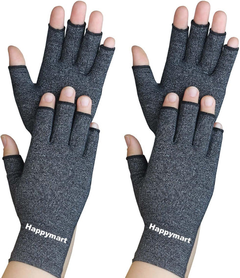 2 Pairs Arthritis Gloves, Hand Compression Gloves for Rheumatoid, Pain Relief, Carpal Tunnel, Swelling, Joint Support, Driving Fingerless Gloves f...