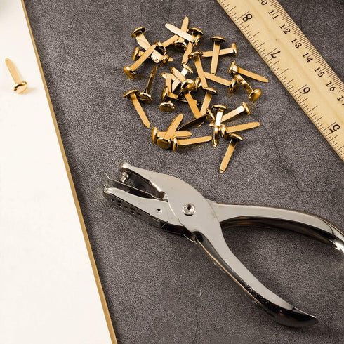 300 Pieces 3/4 Inch Paper Fasteners Small Round Metal Brads with Hole Punch for Scrapbooking Crafts Making DIY (Gold)...