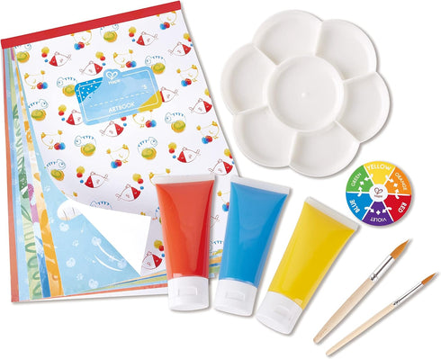Hape Color Mix Painting - Activities and Art Supplies for Kids with Paint Set, Art Brushes, Paint Palette, Color Wheel, Binder Clip and A3 Activit...