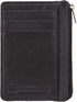 ID STRONGHOLD RFID Front Pocket Wallet Mini Minimalist Wallet Slim Wallet Genuine Leather with Zipper , Black , Small...