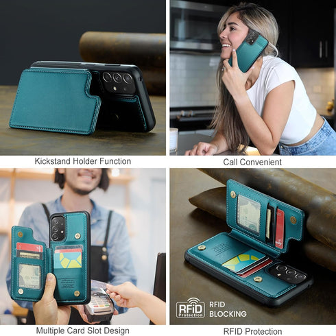 Asuwish Phone Case for Samsung Galaxy A52/A52S 5G Wallet Cover with Screen Protector and RFID Blocking PU Leather Credit Card Holder Stand Cell Ac...