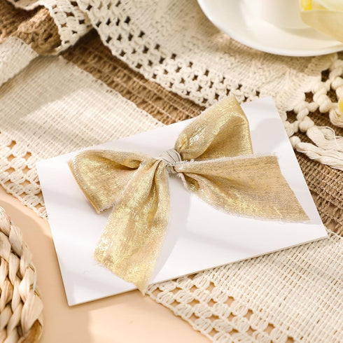 30 Yards Champagne Gold Chiffon Ribbon, Shimmery Gold Silk Ribbon Frayed Edge for Bridal Flower Bouquet Gift Wrapping Wedding Decor DIY Crafts 1.5...