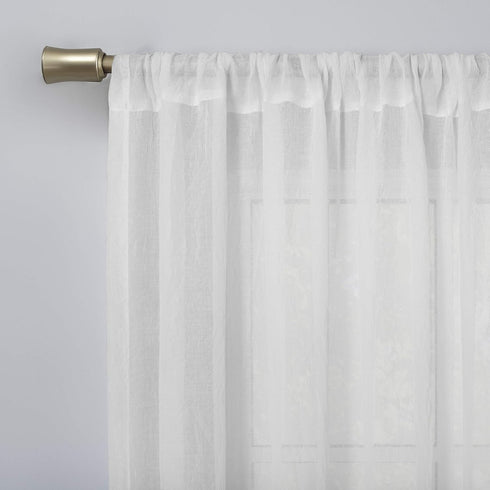 No. 918 Genevieve 2-pack 2-pack Linen Weave Sheer Semi-Sheer Grommet Curtain Panel Pair, 50" x 84", White...