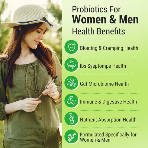 Probiotics for Women Men- 300 Billion CFU, 24 Strains Probiotics+15 Organic Herbs Prebiotics Blend, Pre and Probiotics, Probiotics for Digestive H...