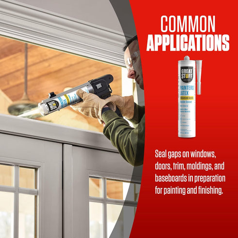 Great Stuff Acrylic Latex Paintable Caulking Sealant - White Caulk, Painters Caulk, Painters Latex Siliconized Acrylic Caulk, Paintable Caulk, Whi...