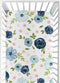 Sweet Jojo Designs Navy Blue and Pink Watercolor Floral Girl Fitted Crib Sheet Baby or Toddler Bed Nursery - Blush, Green and White Shabby Chic Ro...
