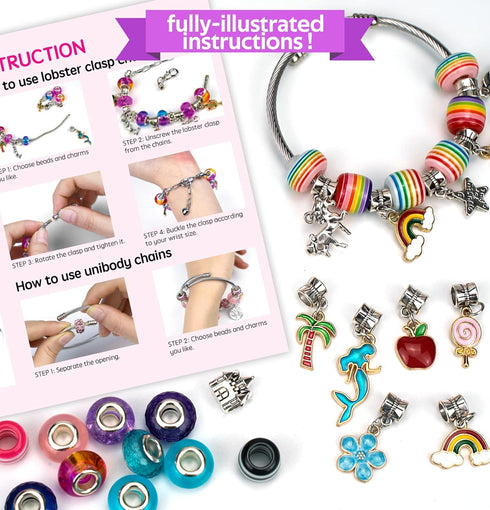 Gionlion Charm Bracelet Making Kit, Jewelry Making Kit Trendy Stuff for Kids Ages 6-12, Unicorn Toy Cute Stuff for Teen Girls Gifts Birthday Gift,...