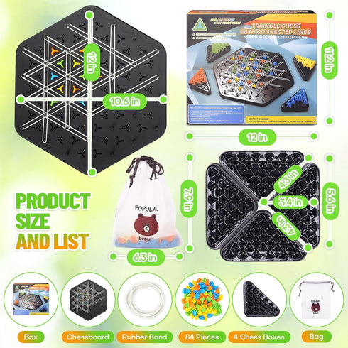 Triggle Rubber Band Game, Chain Triangle Chess Game Set Desktop Board Interactive Game for Kids Adult Family Party?2-4 Palyersf...
