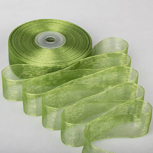 1 Inch Wide 50 Yards Green Sheer Chiffon Ribbon Organza Ribbon for Gift Wrapping (Green)...