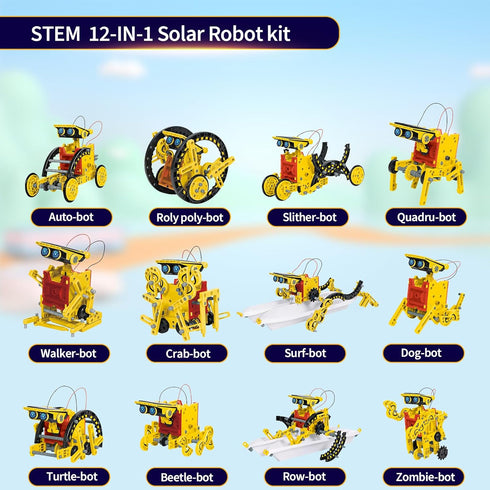 Solar Robot Toys for Kids Ages 8-12, 12-in-1 STEM Projects Science Kits for 8-13 9 10 11 Year Old Teen Boys Girls, 190Pcs DIY Building Experiment ...