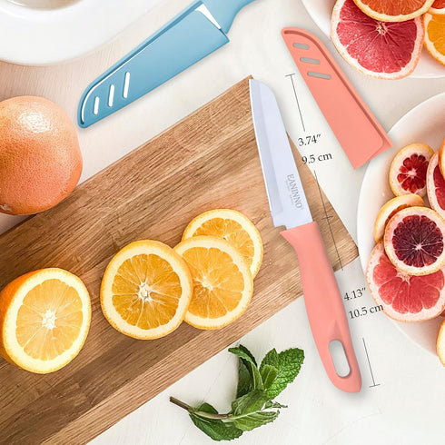 8 PCS Paring Knife Set-4 Knives 4 Cover Upgraded, Kitchen Fruit Peeling Knifes German Stainless Steel 4 inch Small Sharp Slicing Cutting Vegetable...