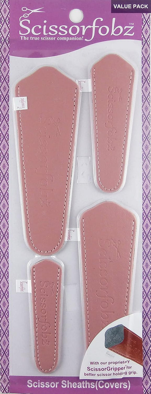 Scissors sheaths by SCISSORFOBZ with ScissorGripper -VALUE PACK-4 sizes- Designer Scissor Covers Holders for embroidery sewing quilting - Quilters...