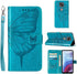 for Moto G Power 2021 Phone Case Wallet, Butterfly Floral Embossed, Wrist Strap, Card Holder Slots, Stand Leather Protective Flip Cover (Blue)...