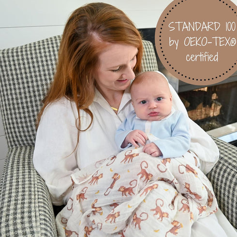 Swaddle Blanket | 100% Muslin Cotton | Gender Neutral Newborn and Baby Nursery Essentials for Girls and Boys, Registry | Monkey Print...