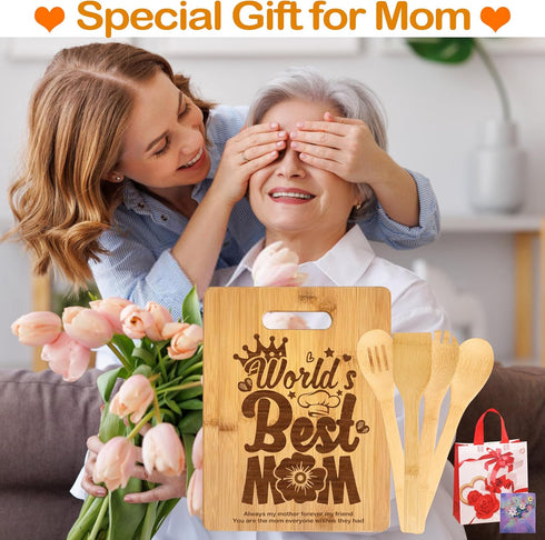 Gifts for Mom, Best Mom Birthday Gifts - Personalized Engraved Bamboo Cutting Board - Unique Mothers Day or Christmas Gift for Mom from Daughter S...